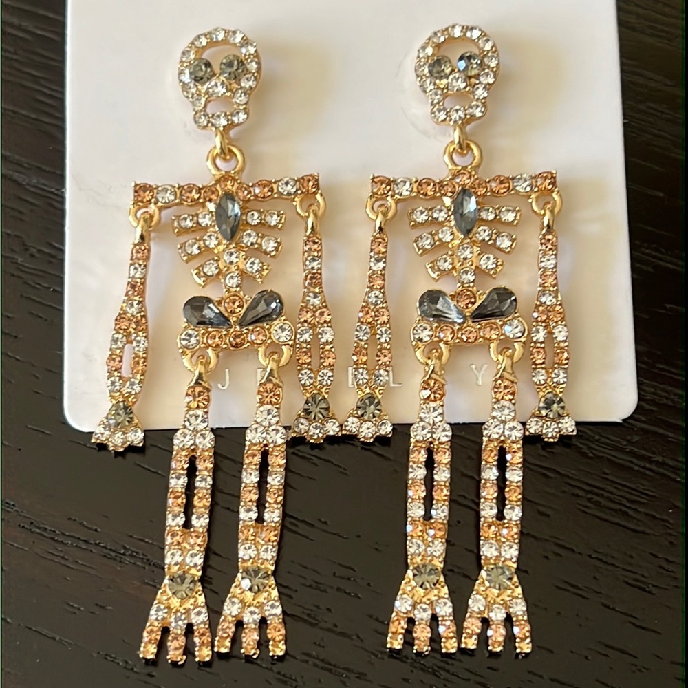 Rhinestone skeleton earrings-NWT